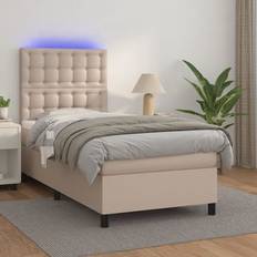 vidaXL Ramsäng med Bäddmadrass 100x200 cm Konstläder Kontinentalsäng