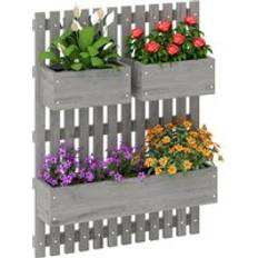 Pots, Plants & Cultivation OutSunny Wooden Garden Planters with Trellis Bed - Grey