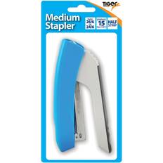 Blue Staplers & Staples Tiger Stationery Medium Plastic 26/6 Half Strip Stapler 6-pack