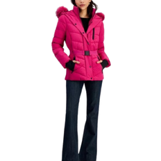 Pink ladies jacket Michael Kors Womens Detail Back Hooded Puffer Coat - Fuchsia