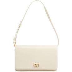 Guld Skuldertasker Valentino Garavani Grained Leather VLogo Clutch Forår-Sommer - Hvid