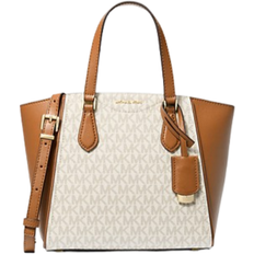 Michael Kors Taryn Small Signature Logo & Leather Convertible Crossbody Bag - Vanilla/Acorn