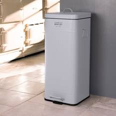 Charles Bentley Steel Square Retro Kitchen Pedal Waste Bin Light Grey