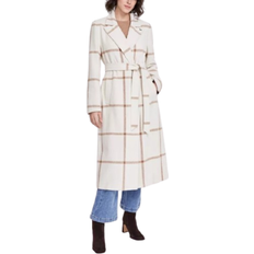 Nylon Coats DKNY Women's Notched Collar Double Breasted Wrap Coat - Oyster Melange