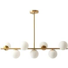 Sputnik Ball Chandelier Gold with 7 Glass Globes Pendant Lamp