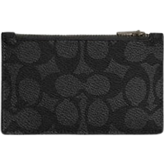 Coach Zip Card Case In Signature Canvas - Gunmetal/Charcoal/Black