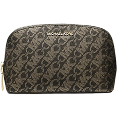 Michael Kors Damen Kosmetiktaschen Michael Kors Small Metallic Empire Monogram Travel Pouch - Black/Pale Gold