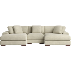 Wade Logan Cabbar Beige Corduroy Sofa 125" 3 Seater