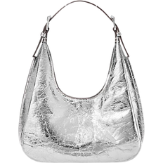 Michael Kors Nolita Small Metallic Crackled Leather Hobo Shoulder Bag - Silver