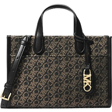 Michael Kors Gigi Small Metallic Empire Monogram Messenger Bag - Black/Pale Gold