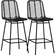 Hocker Homcom 2er-Set Barhocker Mit Fußstütze Schwarz Sitzhocker