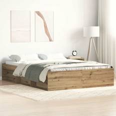 Beds & Mattresses vidaXL Bed Frame without Mattress Artisan Oak 160x200 cm