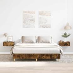 Beds & Mattresses vidaXL Bed Frame No Mattress Smoked Oak 150x200 cm