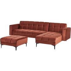 Red Sofas Beliani Velvet Tufted Left Hand Corner Sofa