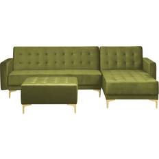 Divano a U Divani Beliani Corner Bed Green Velvet Sofa