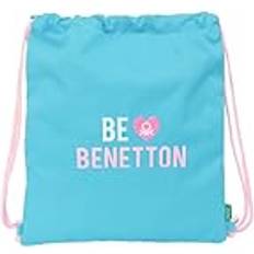 Turquoise School Bags Safta Large Flat Bag Backpack - Turquoise Blue/Light Pink