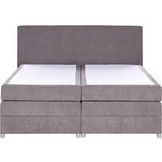 180cm - 200cm Continental Beds Beliani Minister 160 x 200 cm Fabric Taupe Continental Bed
