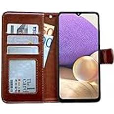 Stargadgets Samsung Galaxy A32 5G PU Nahkainen Lompakkokotelo Brun