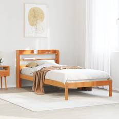 Beds & Mattresses vidaXL Sengeramme Med Hodegavl Voksbrun 75x190 cm Sängram