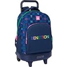 Women School Bags Safta School Rucksack with Wheels Benetton Damero - Navy Blue