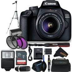 Cheap DSLR Cameras Canon BuzzPhoto, 4000D DSLR Camera w/Canon EF-S 18-55mm F/3.5-5.6 III Zoom Lens Buzz-Photo Deluxe Bundle (International Version)(CE-40-0D3)