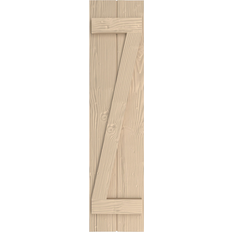 Windows Ekena Millwork Rustic Faux Wood Shutters 24.0 H x 11.0 W x 1.0 D in Brown Timber Window Shutter
