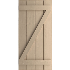 Windows Ekena Millwork Rustic Four Board 22-in W x 78-in H Primed Tan Timber Window Shutter