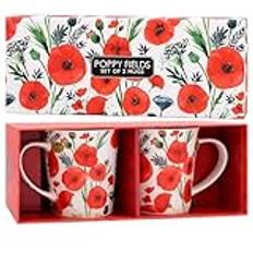 Lesser & Pavey Poppy Fields Keramisk Mugg Set med 4 Mugg