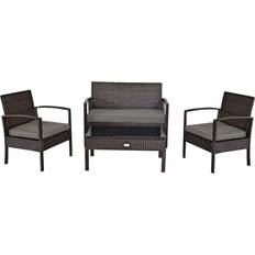 Glass Patio Furniture Costway 4-pcs Outdoor Lounge Set