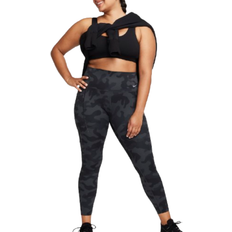 Nike Universa Women's Medium Support High Waisted 7/8 Camo Leggings with Pockets - Off Noir/Black