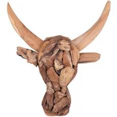 Beliani Wall Decorations Beliani Decorative Bull Head Light Wood Wall Decor