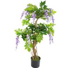 Wood Artificial Plants Leaf Wisteria Tree 110 cm Green Artificial Plant