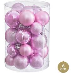 Pink Christmas Tree Ornaments BigBuy Home Pink Plastic Baubles Set of 27 Christmas Tree Ornament