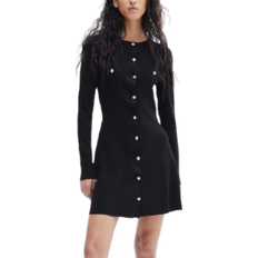 Lange Ärmel Kleider H&M Knitted Dress - Black