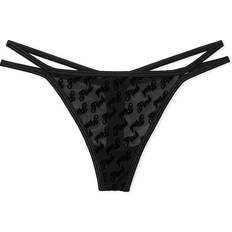 Mesh Panties PINK Logo Mesh Strappy Thong Panty - Pure Black