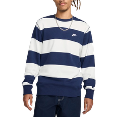 Nike Club Fleece Men's Striped Heavyweight French Terry Crew - Midnight Navy/Sail/White