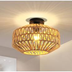 Rattan Ceiling Flush Lights 17 Stories 1-Light Rattan Semi Mount 22cm H X W X 30cm D Ceiling Flush Light ∅ 30cm