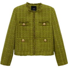 Mango Jacken Mango Jewel Buttons Tweed Jacket - Olive Green