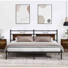 Beds & Mattresses vidaXL Utan Madrass Rökt Ek 200x200 cm Sängram
