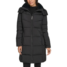 Calvin Klein Outerwear Calvin Klein Women's Hooded Faux Fur Lined Midi Puffer Coat - Black