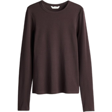 Damen T-Shirts H&M Long Sleeved Jersey Top - Dark Brown