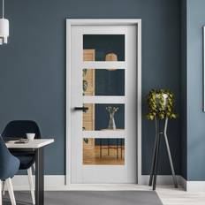 Liberty Doors White Internal Primed Shaker Fire 1981 x 838 x 44 mm Interior Door Clear Glass (x198.1cm)