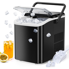 Adjustable Cube Size Ice Makers Zatarain's Portable countertop ice maker, self-cleaning, 26.5lbs/day, 2 ice sizes, black Coal-Black Less than 4 lbs