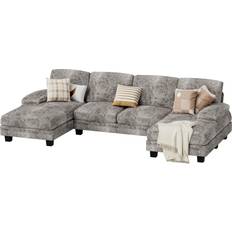 Fabric Sofas Jummico Sectional Couches Grey Sofa 110.2" 3pcs 4 Seater