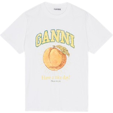 Ganni Relaxed Peach T-shirt - Bright White