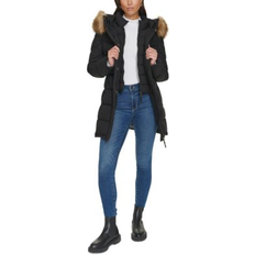 Tommy Hilfiger Women's Faux Fur Trim Hooded Puffer Coat - Black