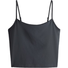 H&M Cropped Sports Vest Top in DryMove - Dark Grey