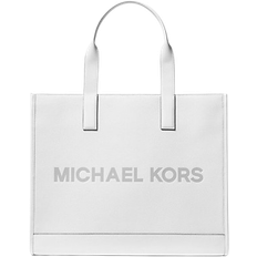 Men - White Totes & Shopping Bags Michael Kors Cooper Logo Embossed Pebbled Leather Tote Bag - Bright White