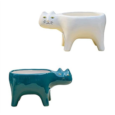 Pots, Plants & Cultivation Spactz Pots of 2 Colors Ceramic Cat