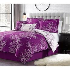 Bedspreads Spirit Linen 6-Piece Foliage Reversible Bedspread Purple, White (228.6x177.8cm)